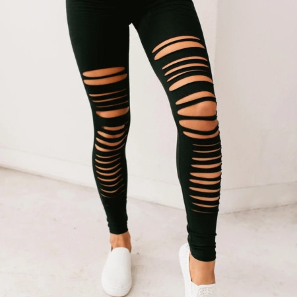Black Distressed Leggings